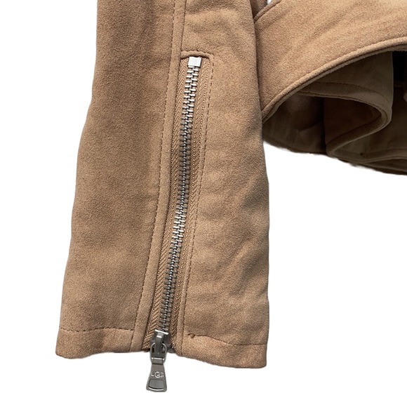 UGG Women’s Stacey Suede Leather Moto Jacket in Camel Brown Biker Size M - Picture 6 of 16